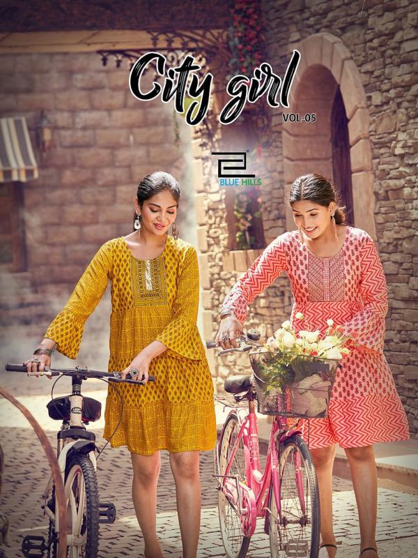 Blue Hills City Girl 5 Rayon Designer Tunic Top Collection
